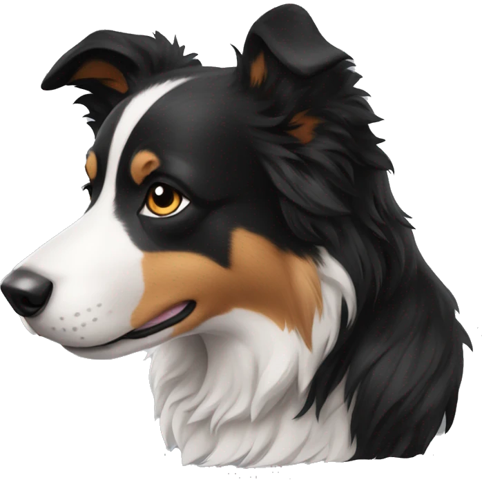 A cute Border Collie with black ears emoji