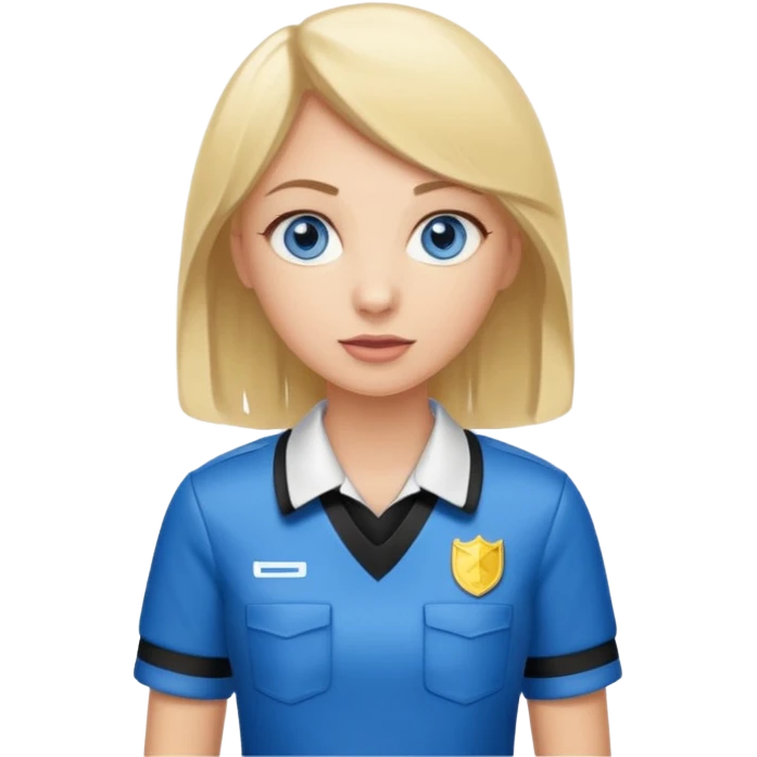 blue eyes blonde girlIN REFEREE UNIFORM STANDING UP  emoji