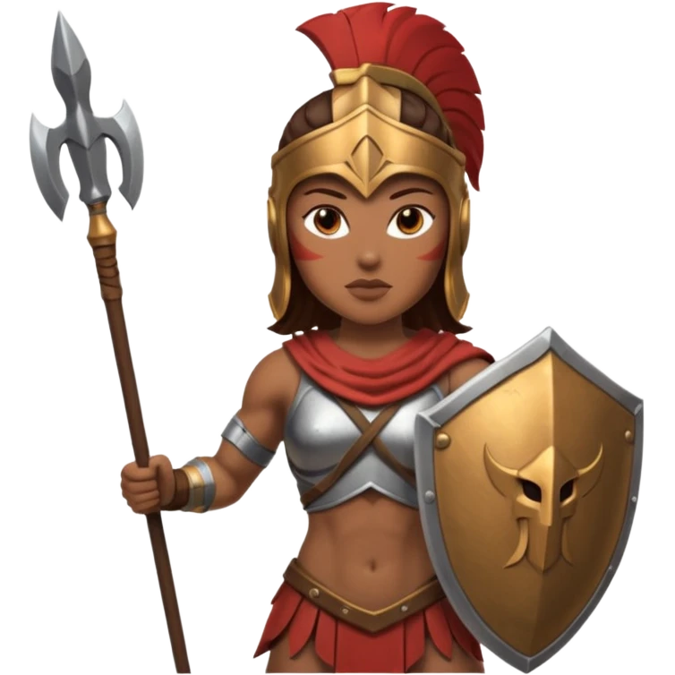 woman spartan warrior holding spear and shield emoji