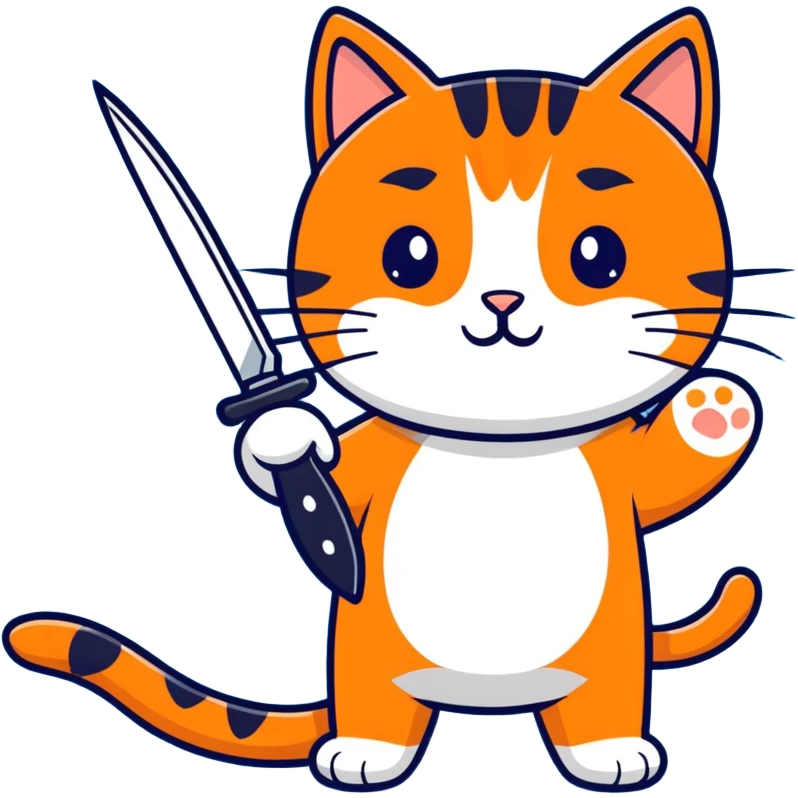 Orange cat holding a knife emoji
