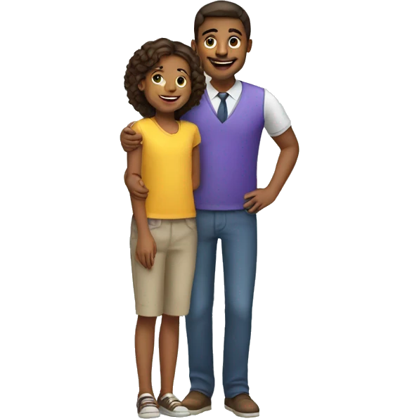 young psychologist with kid full body happy emoji
