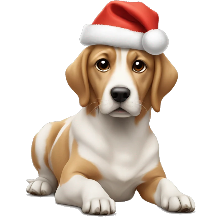 A dog with a Christmas hat on ￼ emoji