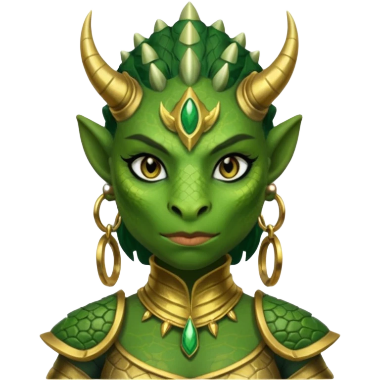 ESO female Argonian warrior with lashes and earrings emoji