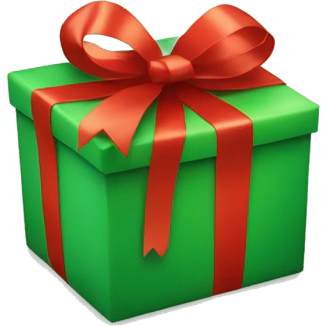 Green present with red ribbon bow emoji