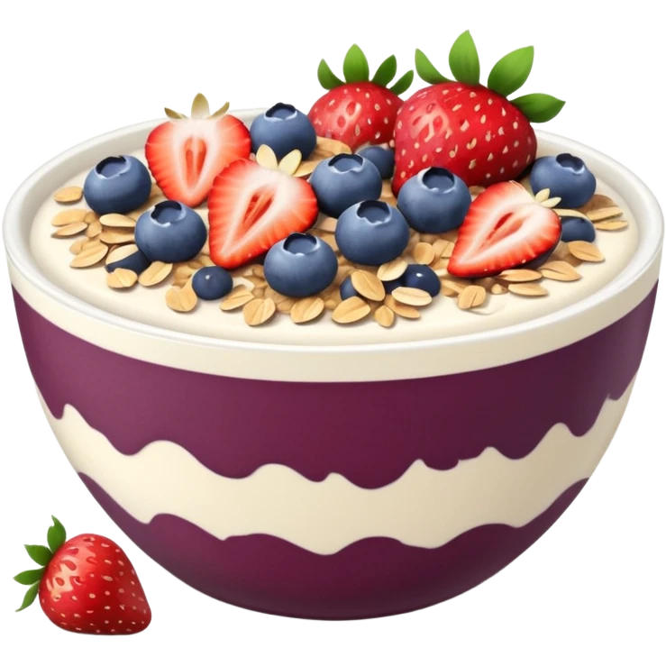 Açaí yogurt bowl with oats, strawberries, and blueberries and chocolate slices  emoji