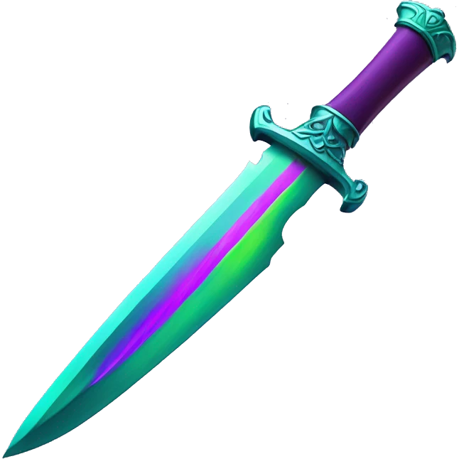 45° angle Aurora borealis purple teal lime green dagger knife sword emoji