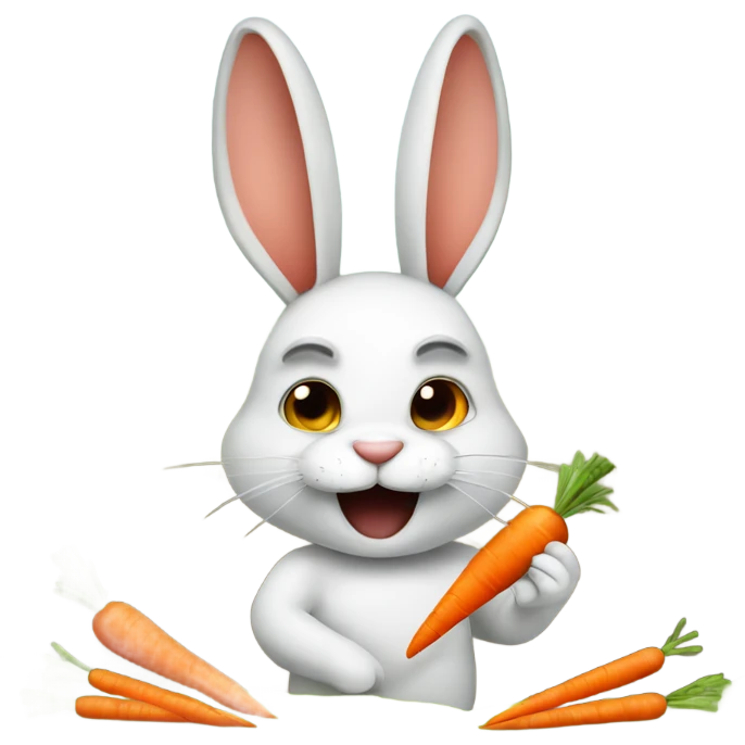Killer rabbit with carrot emoji