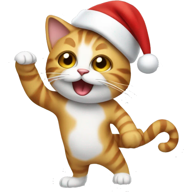 Cat dabbing with a santa hat emoji