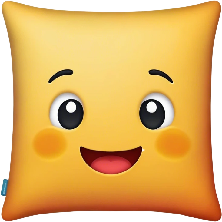 A colorful pillow yawning with a playful, cozy expression emoji