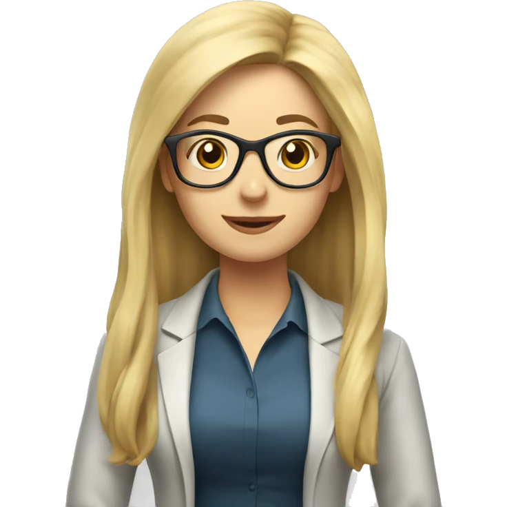Woman teacher blonde long hair brown glasses with book emoji