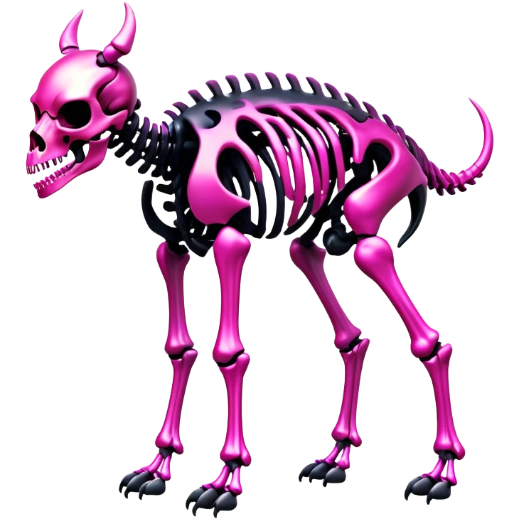 A black and pink gradient epic shiny cool edgy skeletal animal, full body emoji