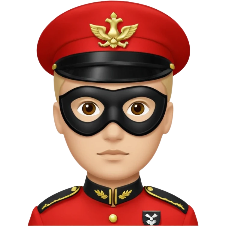 Create a red-uniformed guard with black mask marked by a white square symbol. emoji