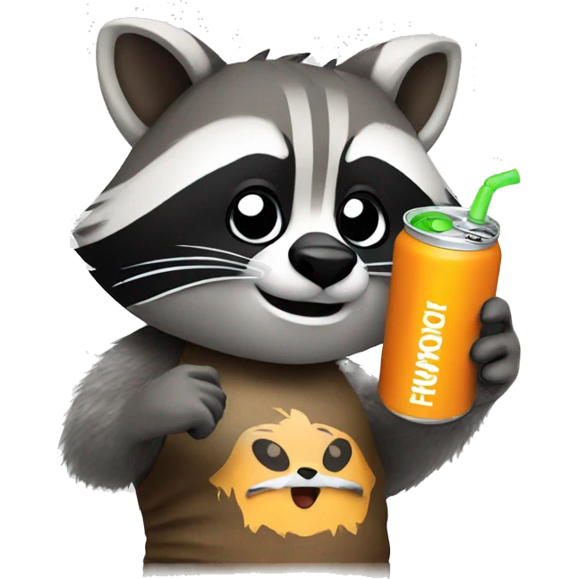 Raccoon holding an energy drink emoji