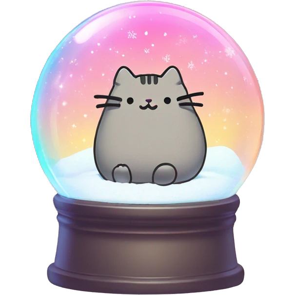 Kawaii rainbow neon pusheen snow globe  emoji