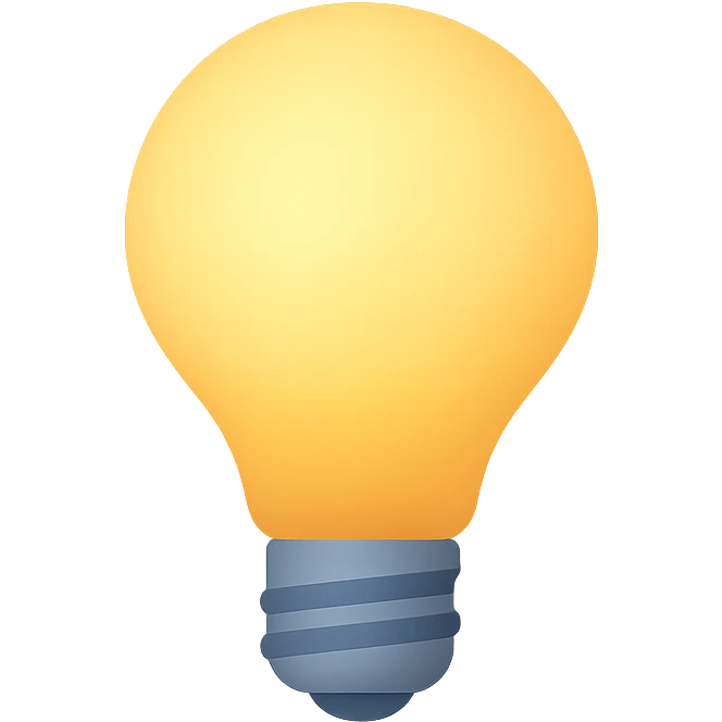 minimalist flat design icon of a light bulb, vector style, centered on a plain background, clean lines, smooth gradients, modern color palette, suitable for app or UI design emoji