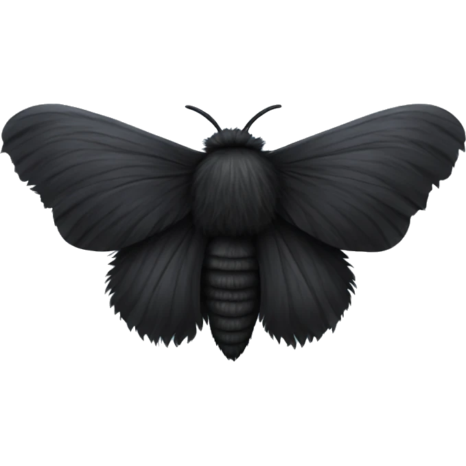 Black fluffy moth emoji
