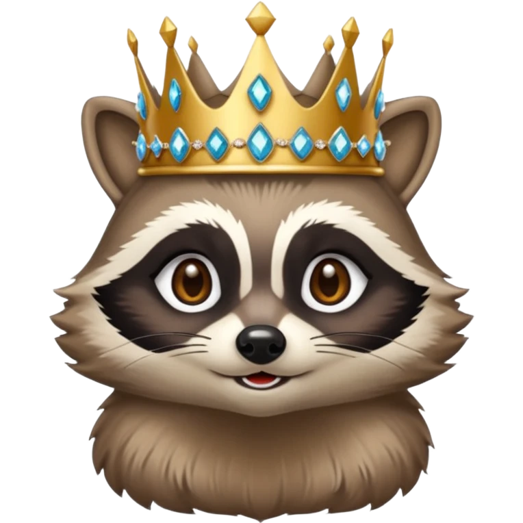 queen racoon with jewelled crown  emoji