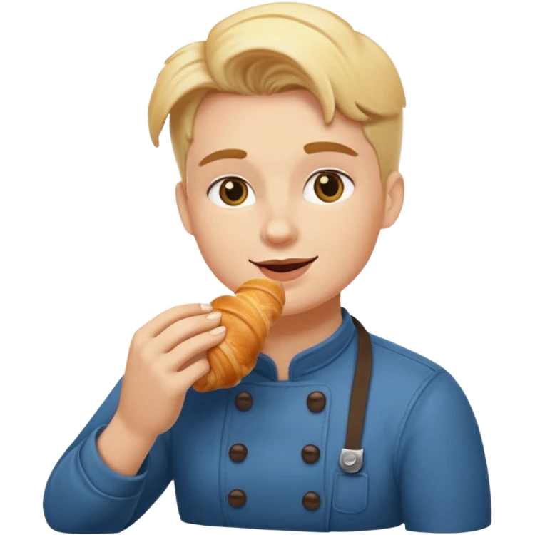 Белокожий бариста ест круассан emoji