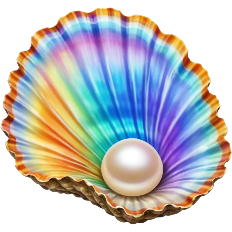 Rainbow oyster Shell with pearl emoji