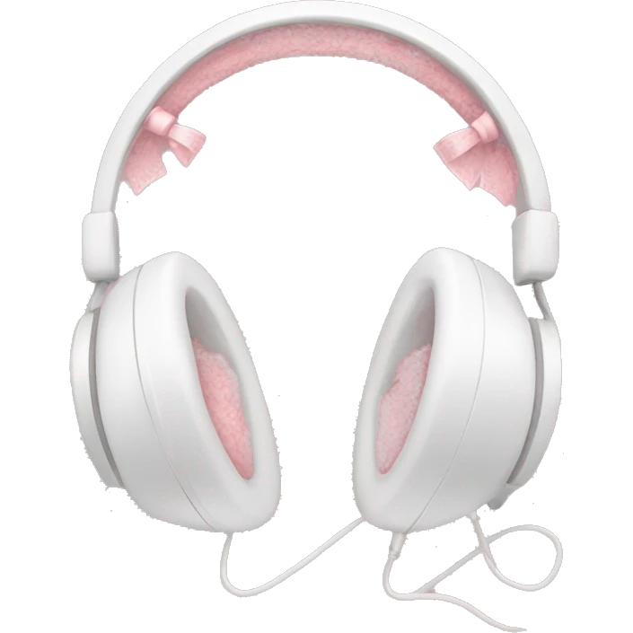 White headphones with light pink lace bows on the sides emoji