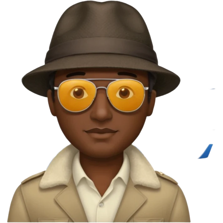 Visage homme créole réunionnais avec chapeau arrive avion emoji