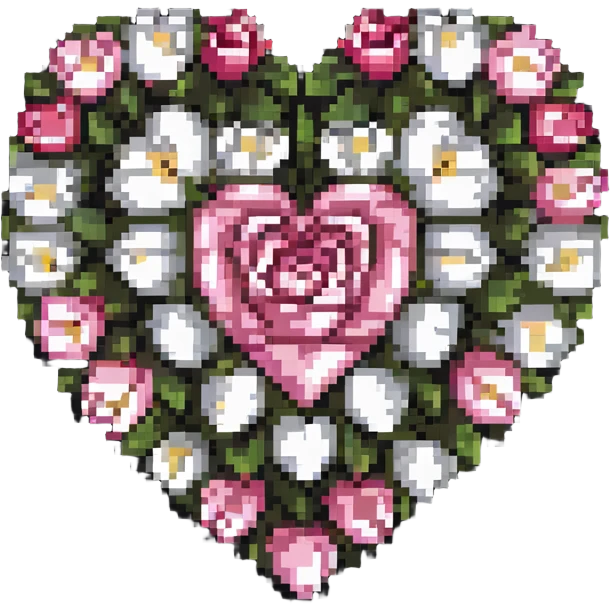 heart made of pink and white roses emoji