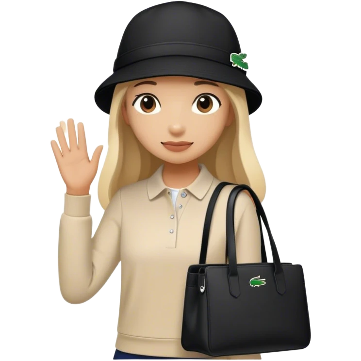Lacoste bag girl with black lacoste hat emoji