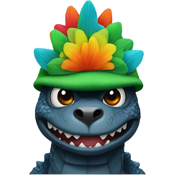 Godzilla with a propeller beanie emoji