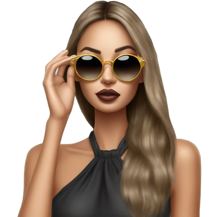 Hyper Realistic beautiful high fashion model putting on sunglasses  emoji