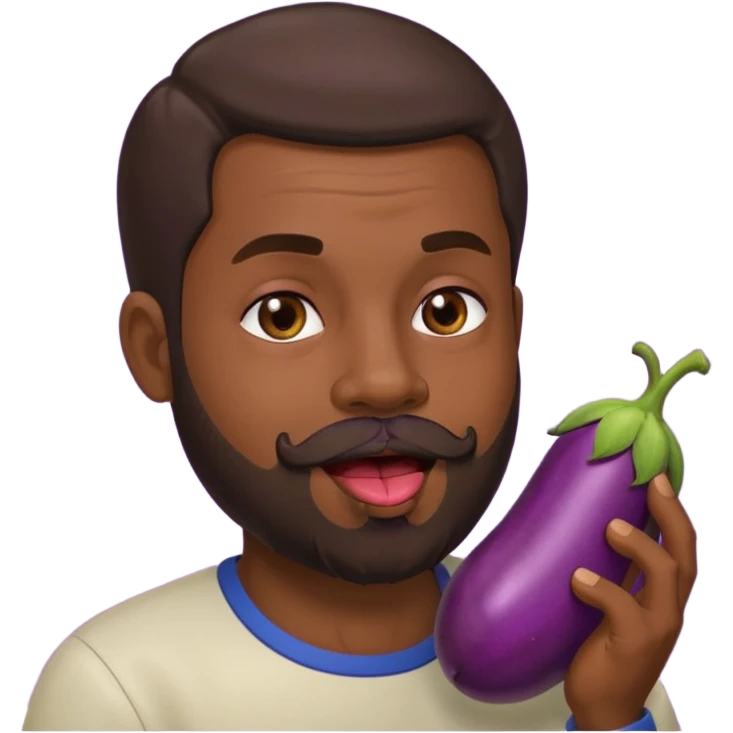 Dominican man with a beard licking eggplant emoji
