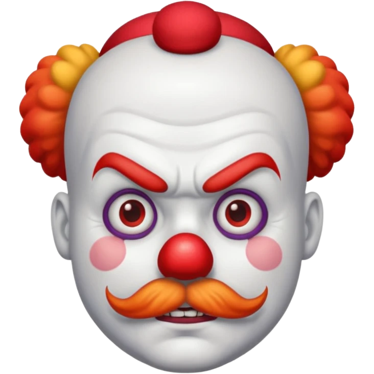 Angry clown — furrowed brow, mustache, tiny hat. emoji