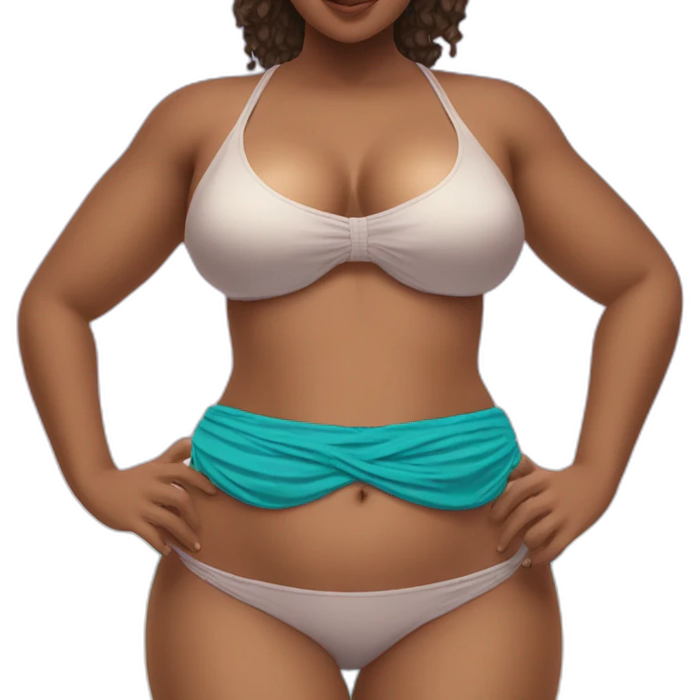 Slim-thicc Caucasian woman small bikini pose (beach body) emoji