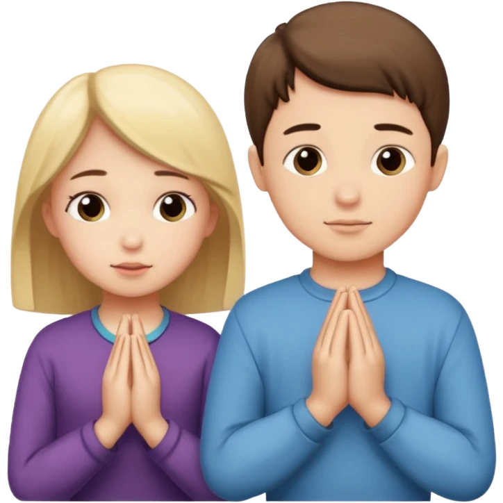 Boy and girl praying together  emoji