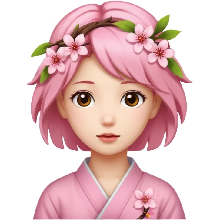 A girl with sakura flower on her hair emoji
