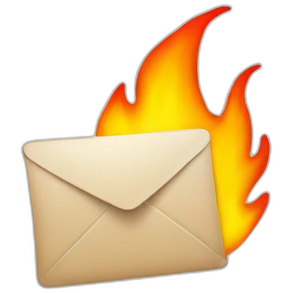 floating emails on fire emoji
