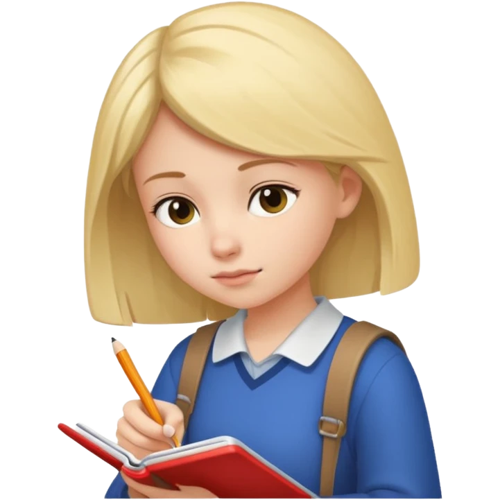 Girl writing on the notebook, side view. emoji