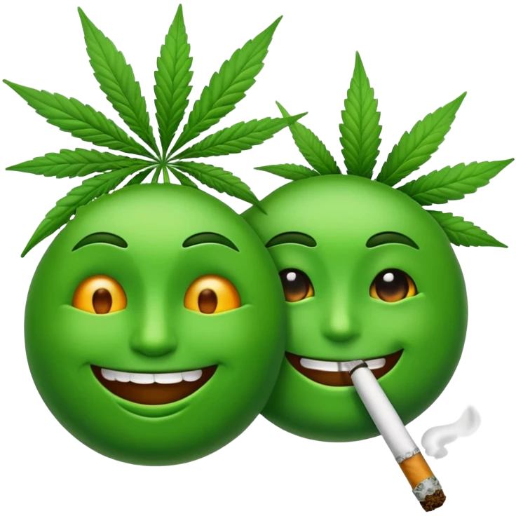 Two Emoji smirking while smoking weed  emoji