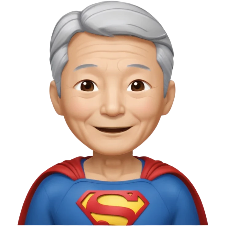 Chinese elderly dressed as Superman laughing with closed eyes emoji