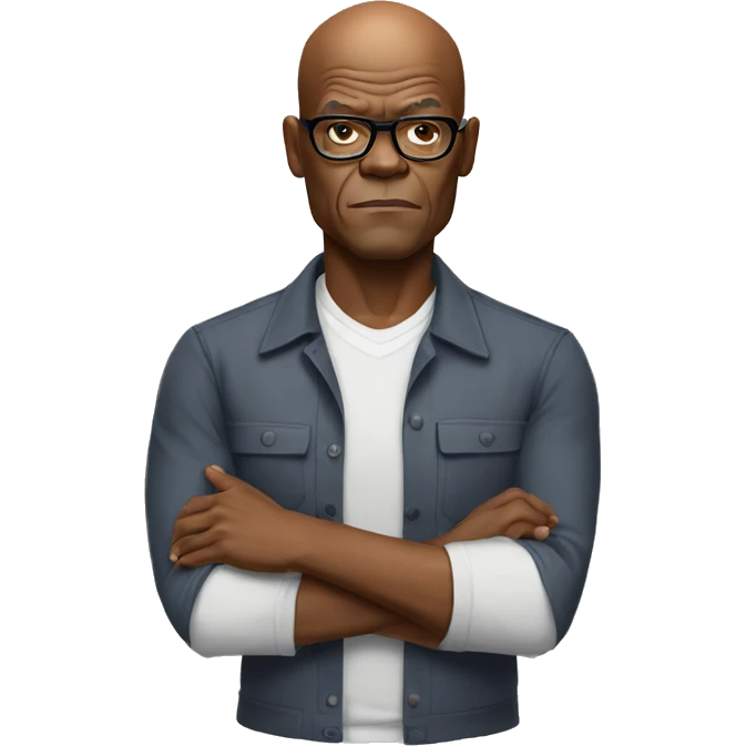 bald samuel l jackson serious wearing shirt emoji