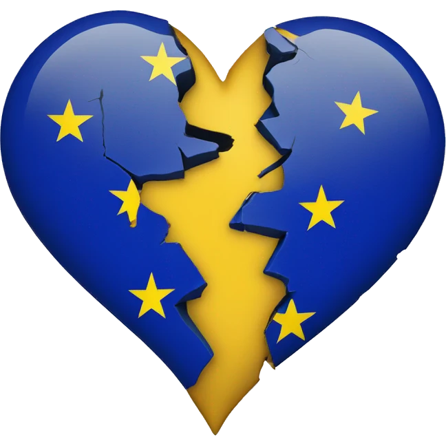 Broken heart with EU flag cracked emoji