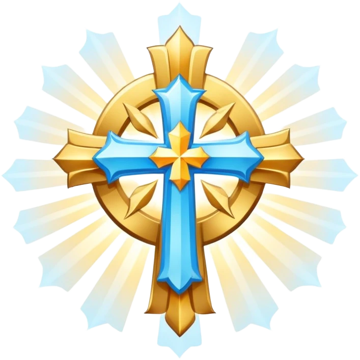saint emblem with light blue cross and divine rays emoji