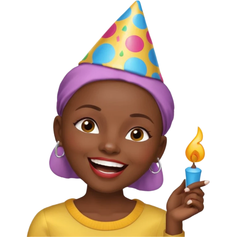 Classic mustang dark women with shaved head sing happy birthday emoji