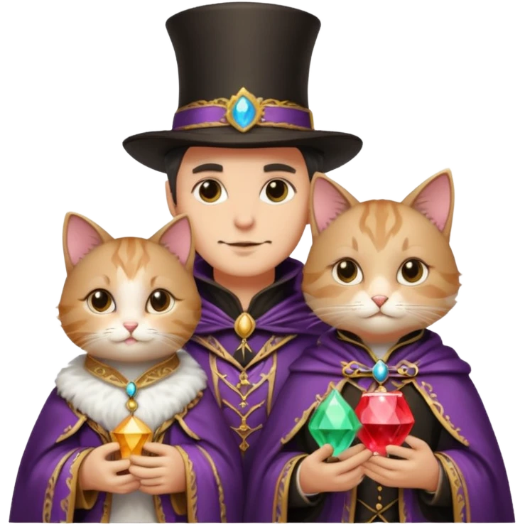magician couple and their pet cat emoji