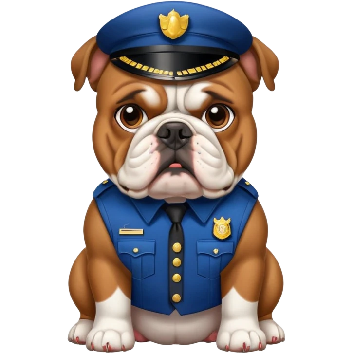 english bulldog wearing a security uniform emoji