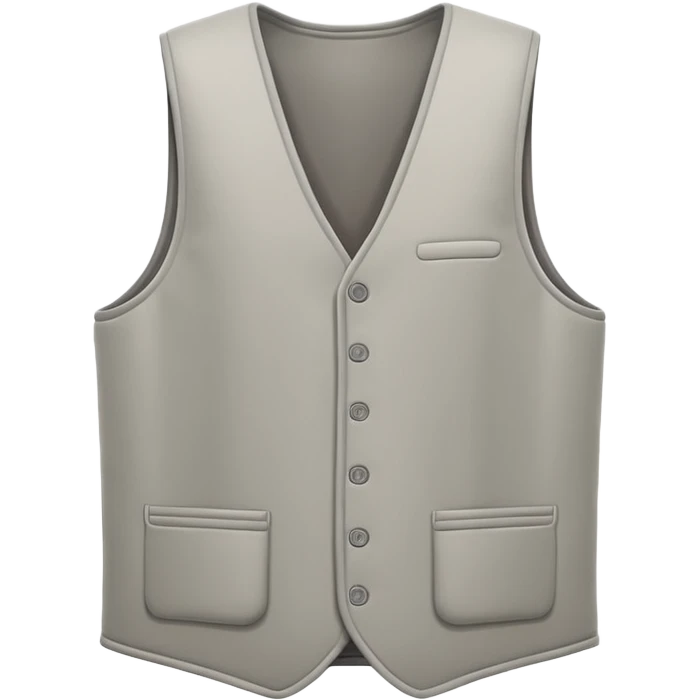 A 3D Apple-style emoji of a simple sleeveless vest (yelek), front view, minimal and clean design, soft fabric texture, neutral colors, cartoon-like and cute style emoji