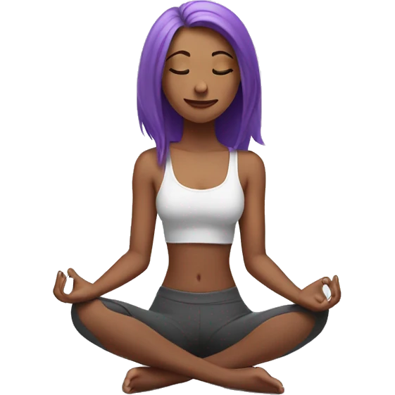 a girl with purple hair is sitting in a yoga pose emoji