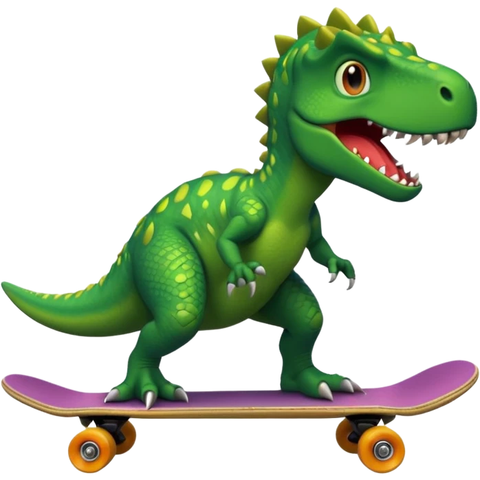 Dinosaur on a skateboard emoji