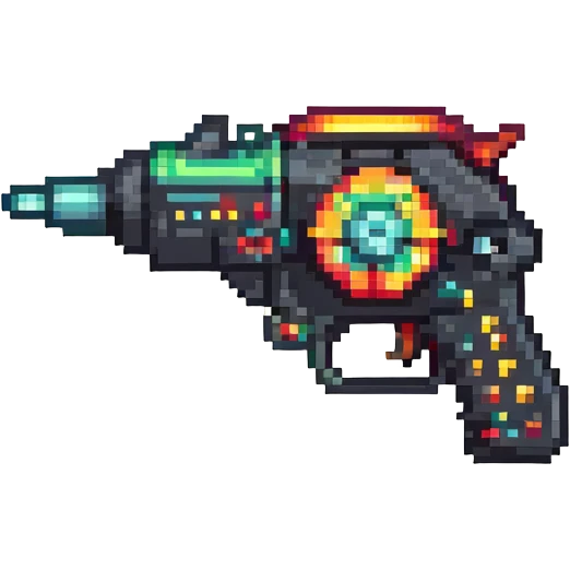 simple and bold raygun in pixel art style emoji