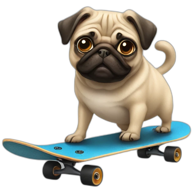 pug riding a skateboard emoji