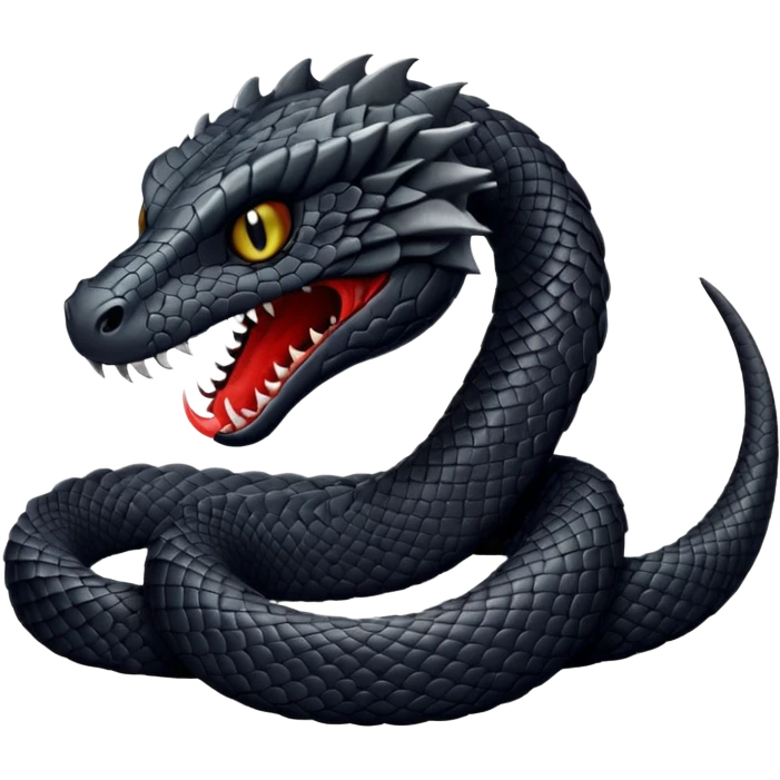 full body of black viper with fangs, front face  emoji